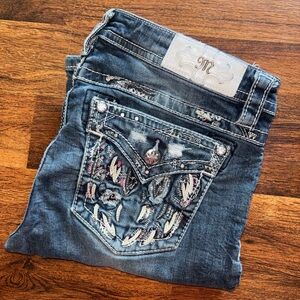 Miss Me Women's Signature Boot Cut Jeans with Embellished Pockets Size 29